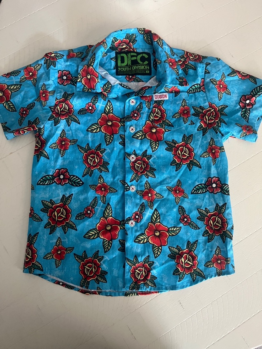 DIXXON Boys' Turquoise Floral Button-Down Shirt